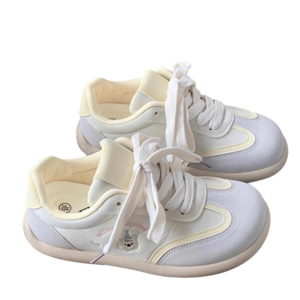 2025 new puff shoes chic Hong Kong style platform sports little white shoes children's ugly cute big head retro German training shoes