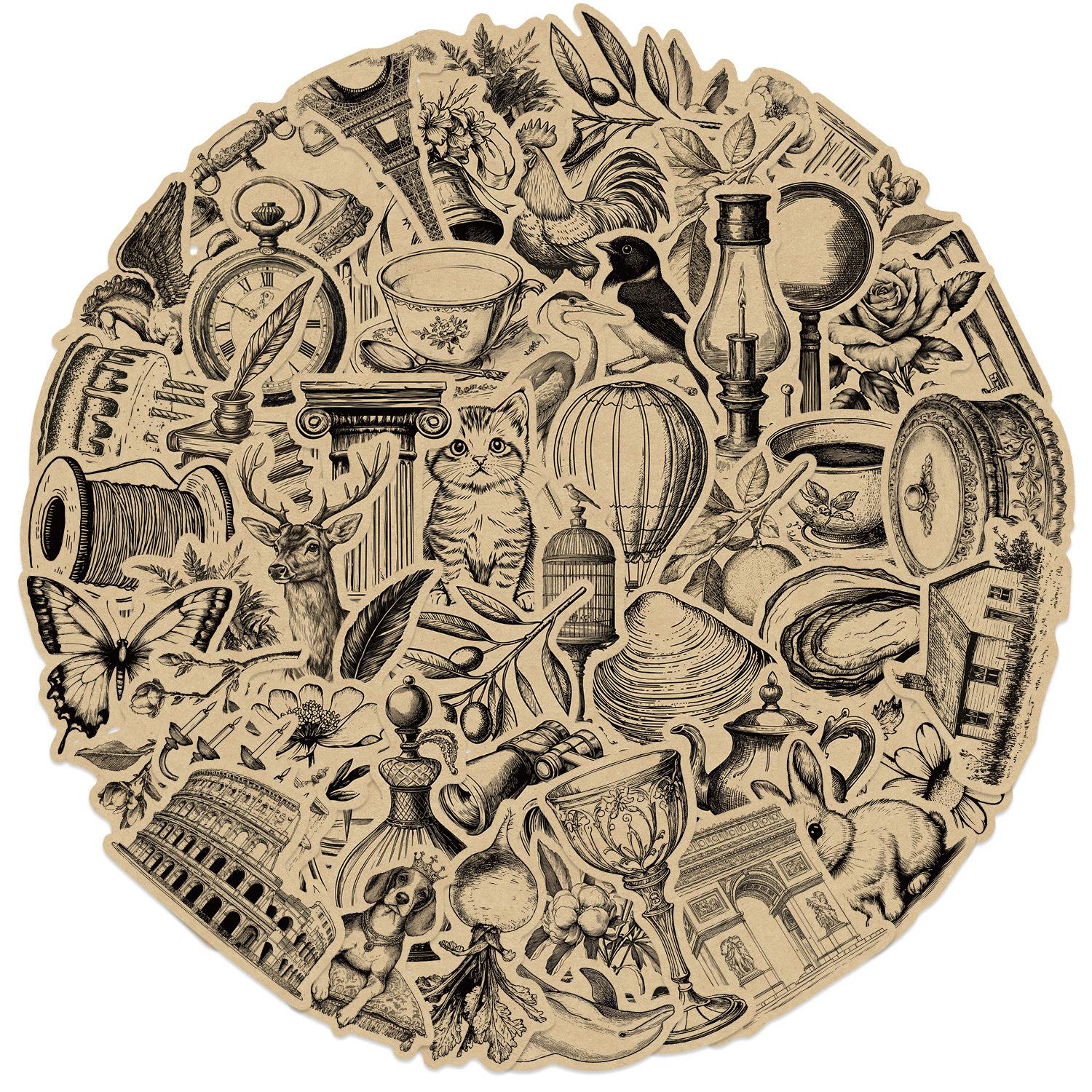 

50 штук ретро крафт-бумажных граффити наклеек украшают гитару, блокнот, чемодан, DIY, водонепроницаемые