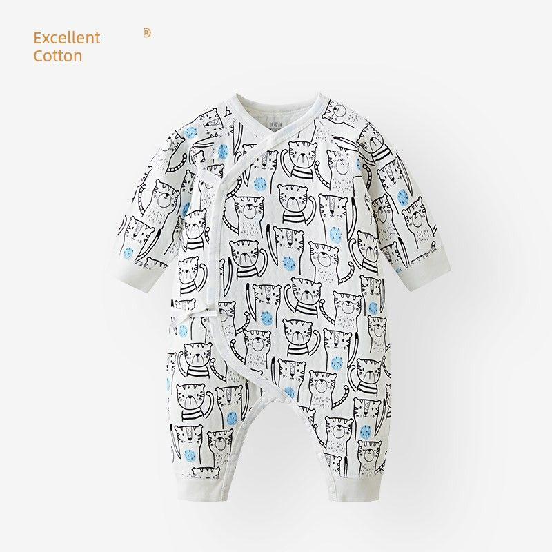 

[Clearance Sale, No Restock] Youke Cotton Quilted Cotton Baby Autumn/Winter Long-Sleeve Belly-Protecting Romper with Straps Tiger 59 cm