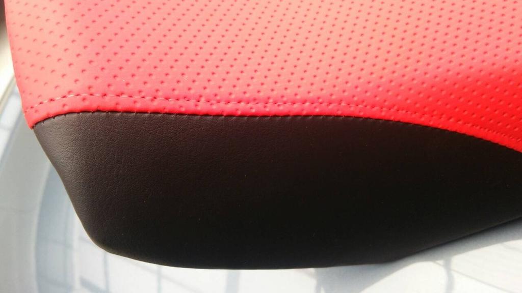 GRONDMAN Seat Cover for Kawasaki KSR-I / KSR-II / KSR110, Red/Black, Premium Embossed Fabric (Reupholstery Type)