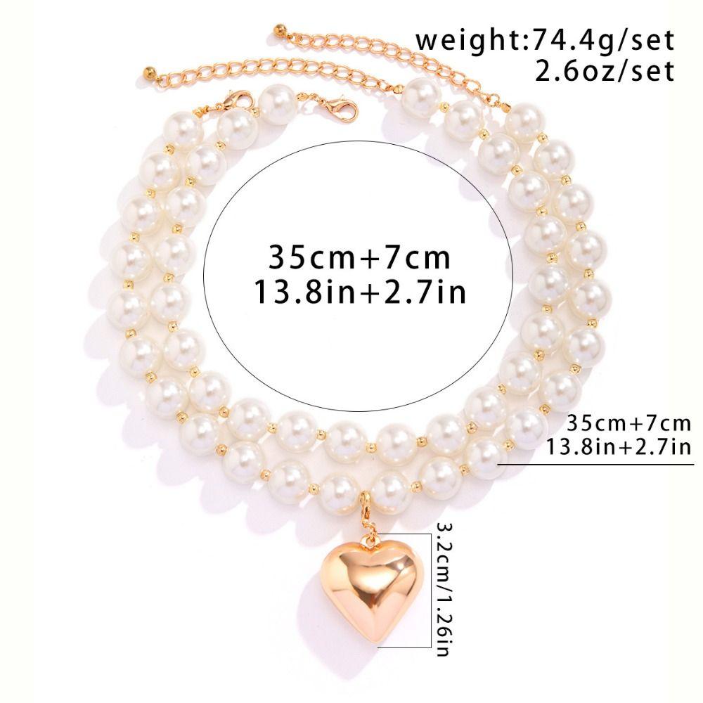 Vintage Big CCB Ball Heart Pendant Necklace INS Aesthetic Choker Hip Hop Party Jewelry Women Girl