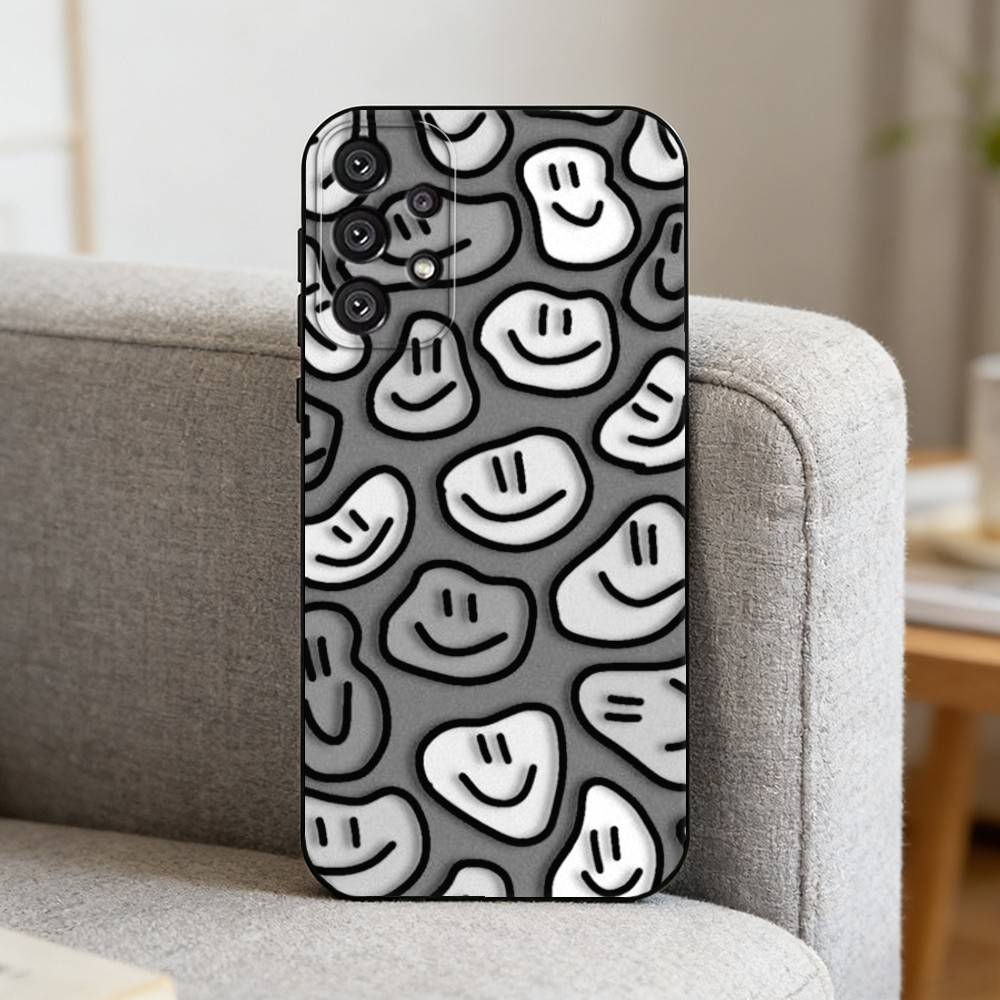 C-Cute Smile A-Art Handyhülle für Samsung S25,S24,S21,S22,S23,S30,Ultra,S20,Plus,Fe,Note,10,9,5G Schwarze Abdeckung