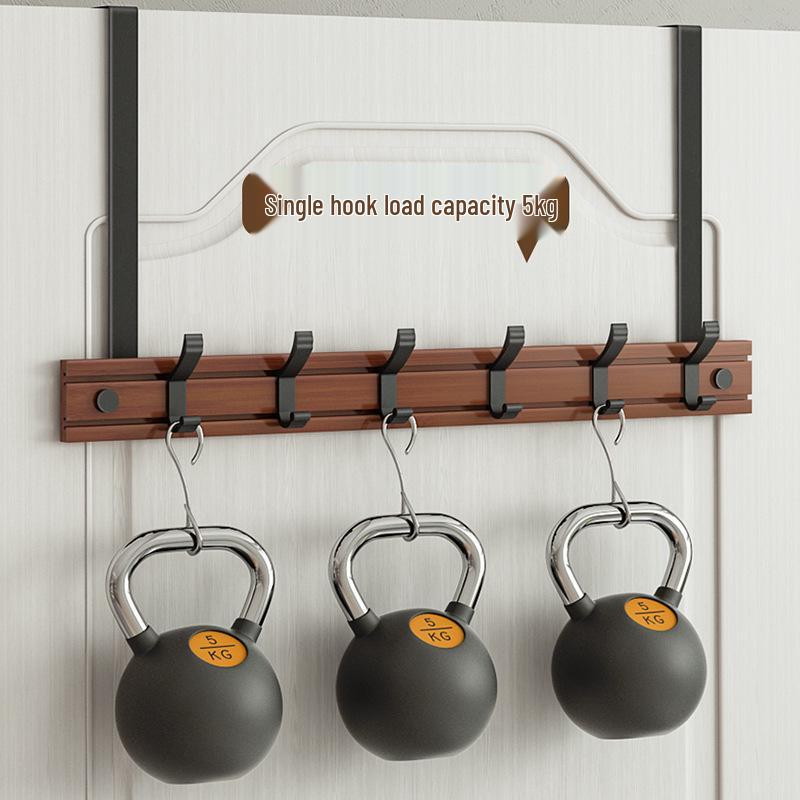 Bamboo & Wood Over-the-Door Hook Wall-Mounted No-Punch Coat Rack - Creative Entryway & Bedroom Storage
