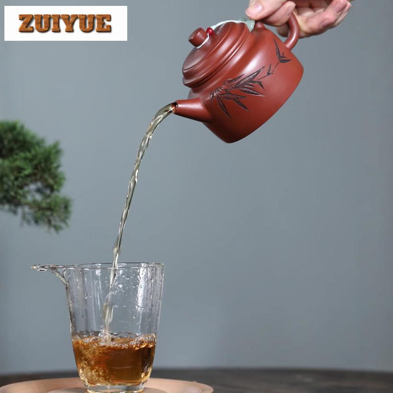 230ml Retro Yixing Purple Clay Teapots Handmade De Zhong Pot Raw Ore Dahongpao Mud Tea Making Kettle With Filter Zisha Tea Set