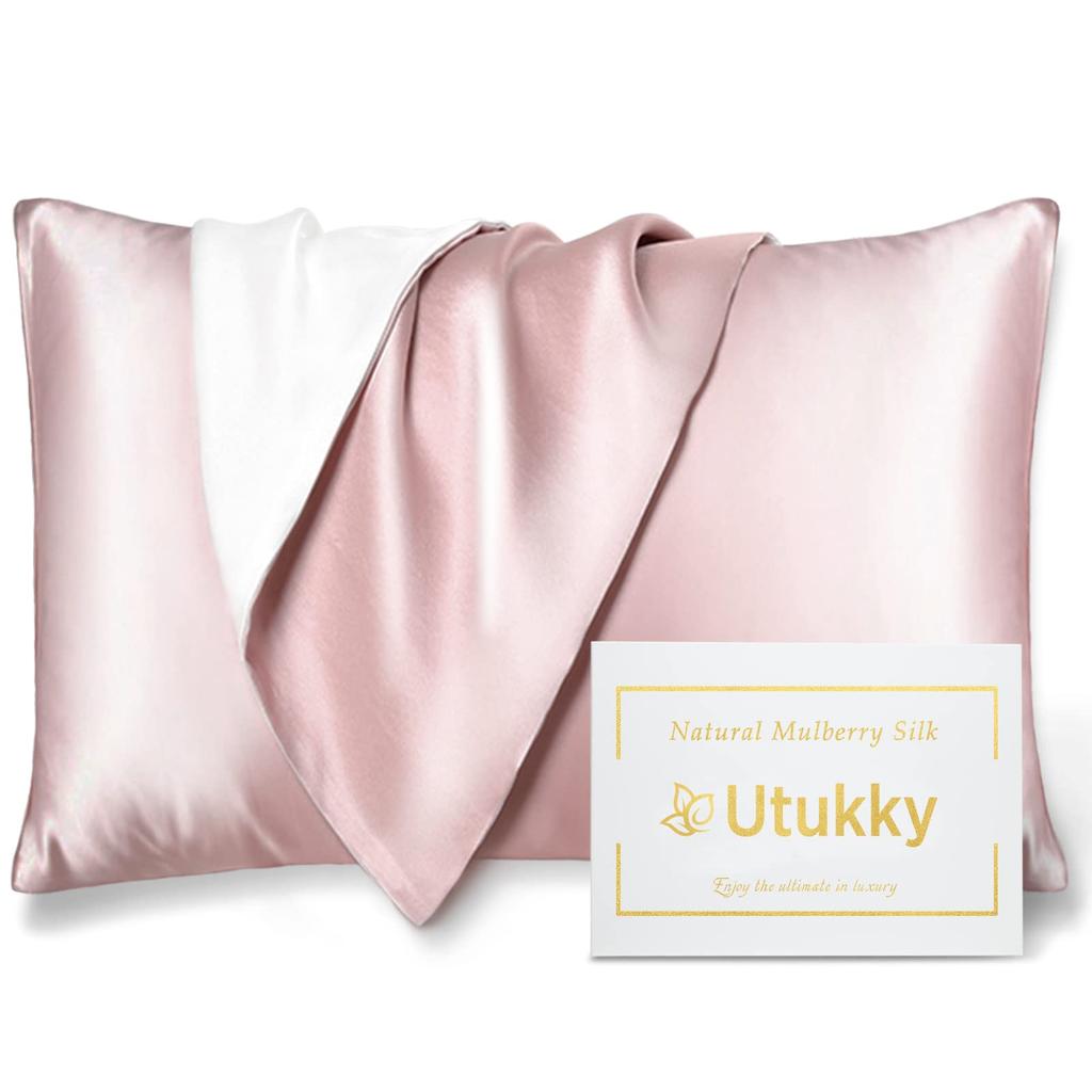 Utukky Silk Pillowcase On Single Sided 43 X 63 6A Silk Reduces Antibacterial and Beautiful Hair and Gentle On Sensitive Suitable for All For Silk Set