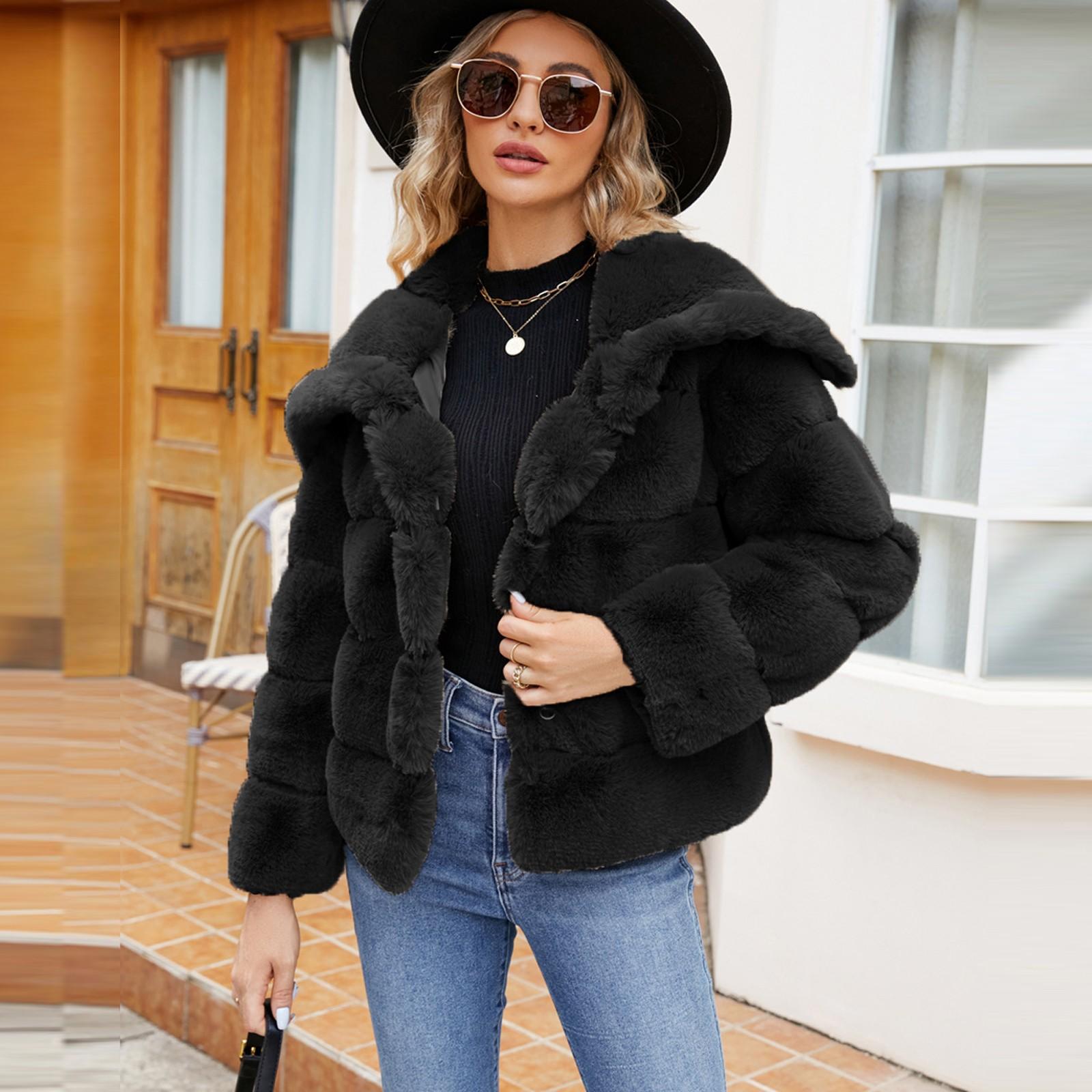 

Женская модная повседневная короткая куртка из искусственного топа XXXL чёрный