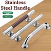 Wood Grain Door Knob Stainless Steel Wooden Door Handle Cabinet Closet Handle  Wooden Door
