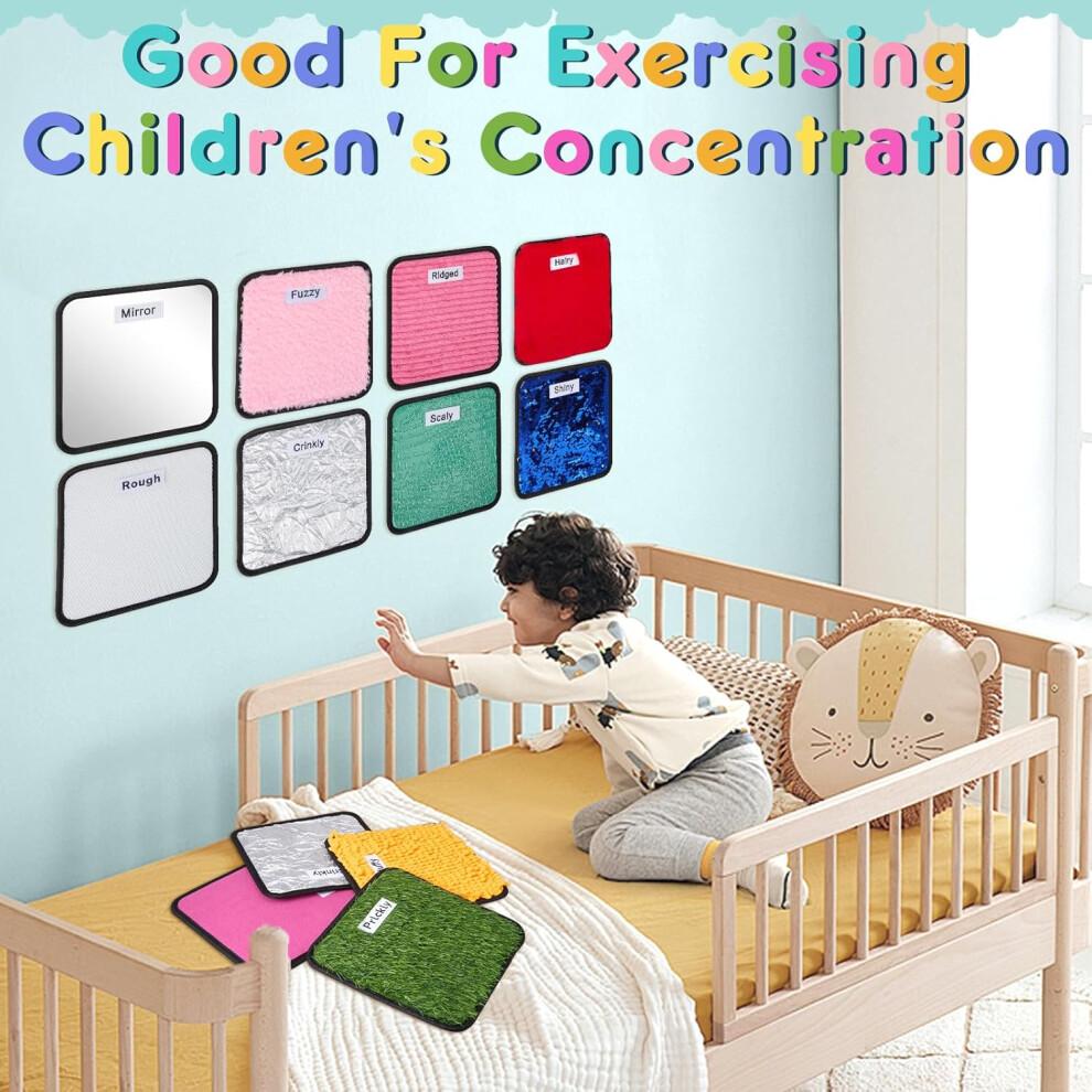 Tapetes Sensoriales, Juguetes Sensoriales de Pared, 12 Baldosas Sensoriales Texturizadas con Cuerda para Colgar en la Pared, Juguetes Sensoriales para Bebés con Autismo, Tapetes de Juego Táctiles
