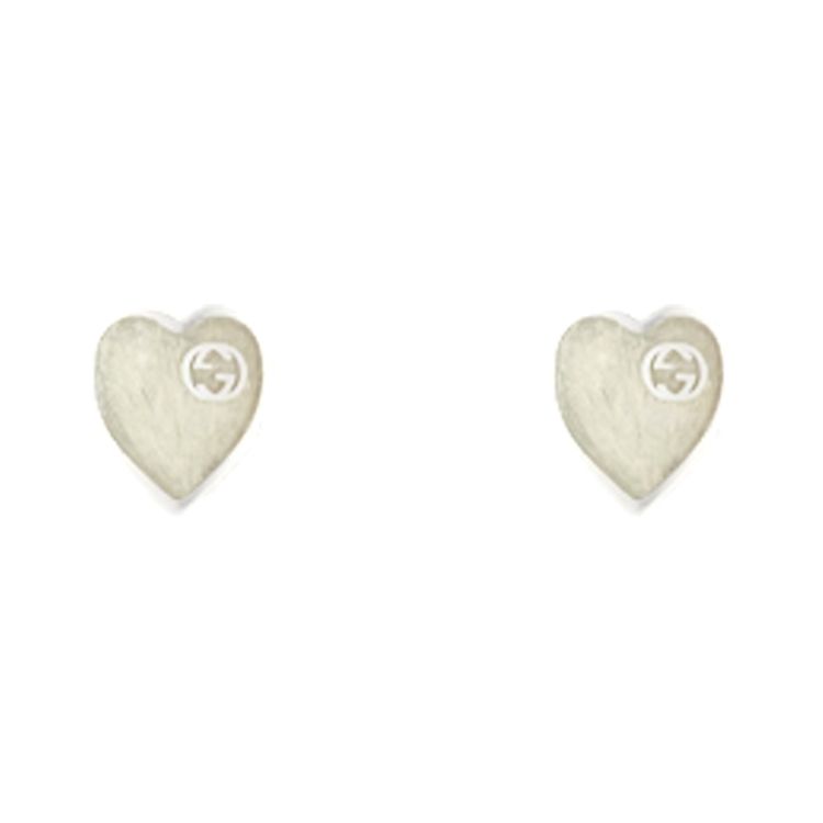 

Gucci Double G Series Heart Earrings With Engraved Details Matte 925 Silver Women earrings 645547-J8410-1184 Dust Bag+Box (Random Color),F,Silver