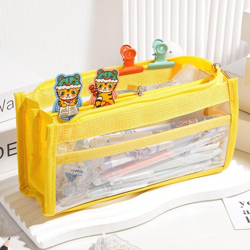 Minimalist Transparent Pencil Case Large Capacity Multi-Layer Classification Storage Pencil Bag Student Stationery Organizer Bag