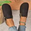 Fashion Buckle Decor Flat Slippers Women 2025 Summer Closed Toe Thick Sole Non Slip Flats Woman Plus Size Light Comfort Casual Slides