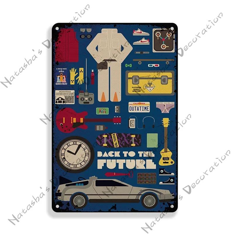 Filmaffisch Tillbaka till framtiden Metallskylt Sci-Fi Komedi Metallskylt Rostig Dekorativ Skylt Hembars Pub Café Industriell Dekor