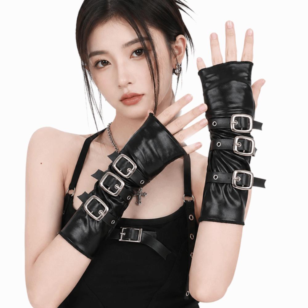 Lacquer Leather Punk Arm Sleeves Solid Color Half-arm Sleeve Gloves Dark Gothic Arm Covers Dance