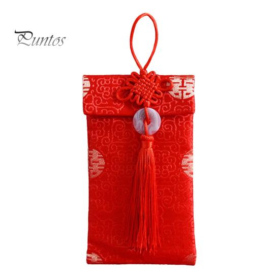 

Красный конверт из искусственного шелка для китайской свадьбы, красный карманный конверт для счастливых денег Hongbao Card с китайским узлом для Нового года, весеннего фестиваля, свадьбы I