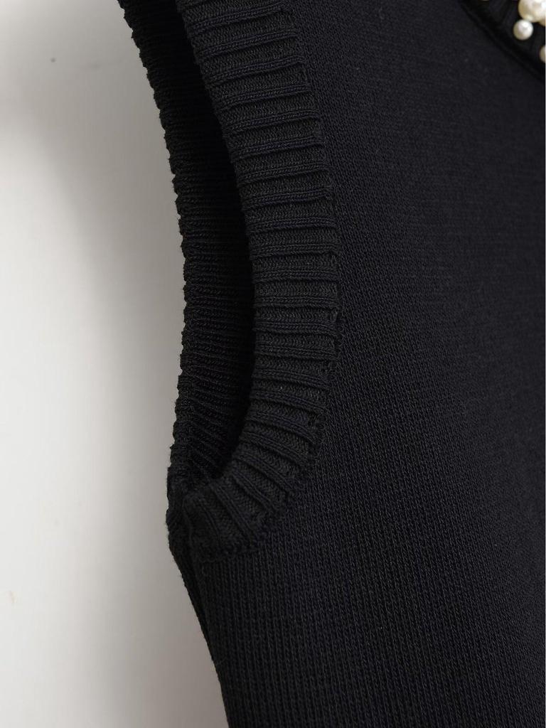 2025 Autumn French Chic Sleeveless Knit Dress with Studs and Rhinestones