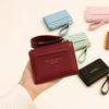 Portable Women Folding Wallet Multiple Card Lady Short PU Purse Solid Color Card Bag  Student