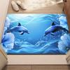 Blauer Ozean Delfin Muster Teppich, Dekorativer Boden Teppich für Badezimmer Schlafzimmer Küche, Küsten inspiriertes Zuhause Matte
