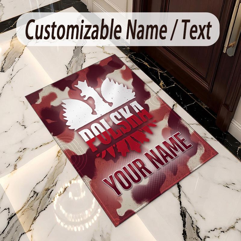 Crystal Velvet Rug Poland Football Print Custom Name Text Floor Mat Home Decor