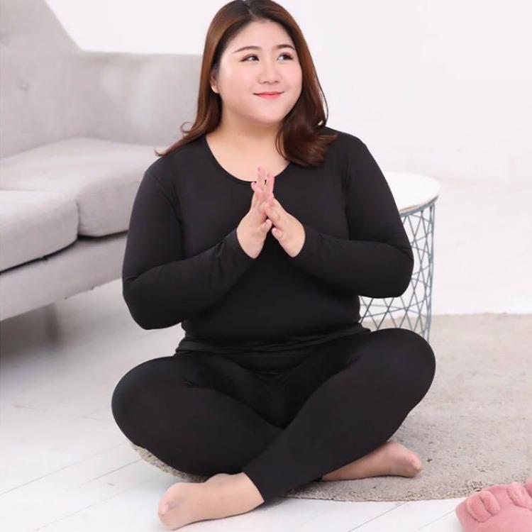 Set Termico Caldo 2 Pezzi Alta Qualità Taglie Forti Donna Long Johns Monocolore Set Sagomati M 10XL