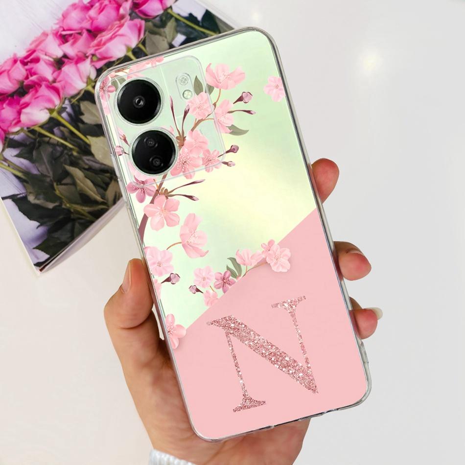 For Xiaomi Redmi 13C Case Redmi 13C 2023 Fashion Initial Letter Soft Silicone TPU Phone Cover For Redmi13C 13 C 4G