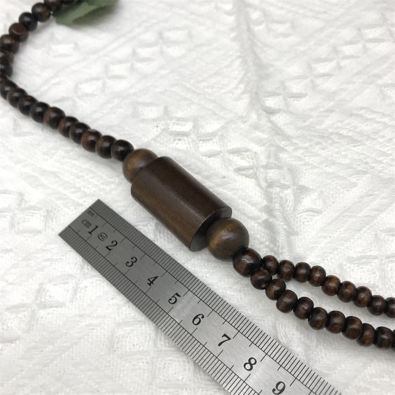 Retro Natural Double-Layer Wooden Round Pendant Necklace