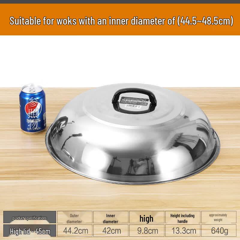 Visible Arched Stainless Steel Wok Lid