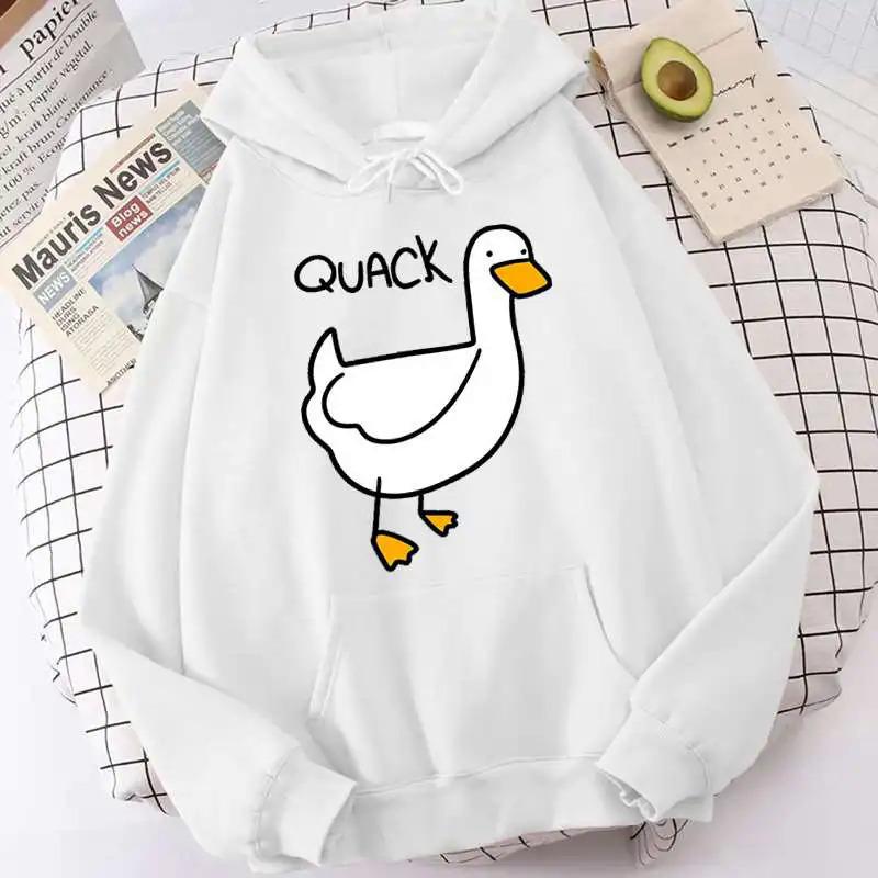 QUACK niedlicher Cartoon Gänsepullover Frühling und Herbst Herren- und Damen Langarmjacke Kapuzenpullover