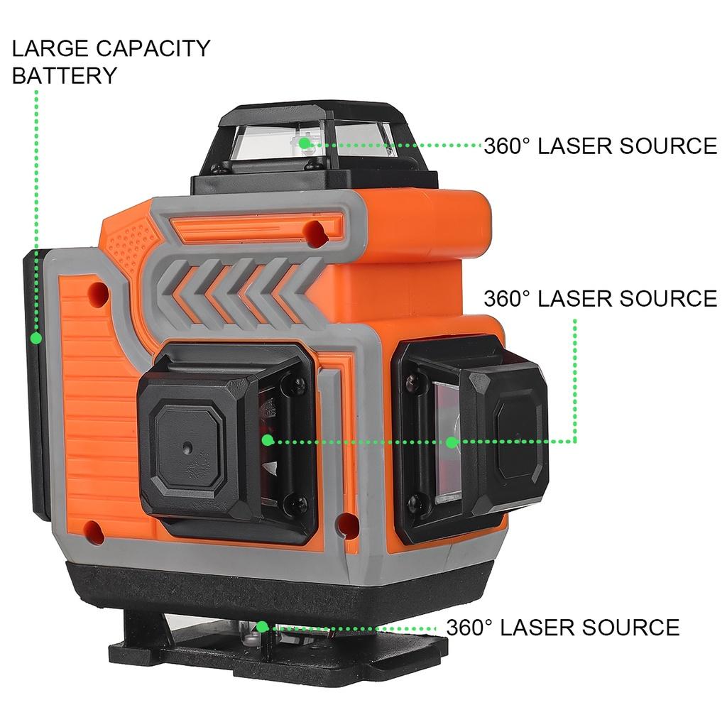 4800mAh IP54 16 Lines Laser Level 4D Self-Leveling 360 Horizontal And Vertical Cross Super Powerful Green Laser Level APP Control