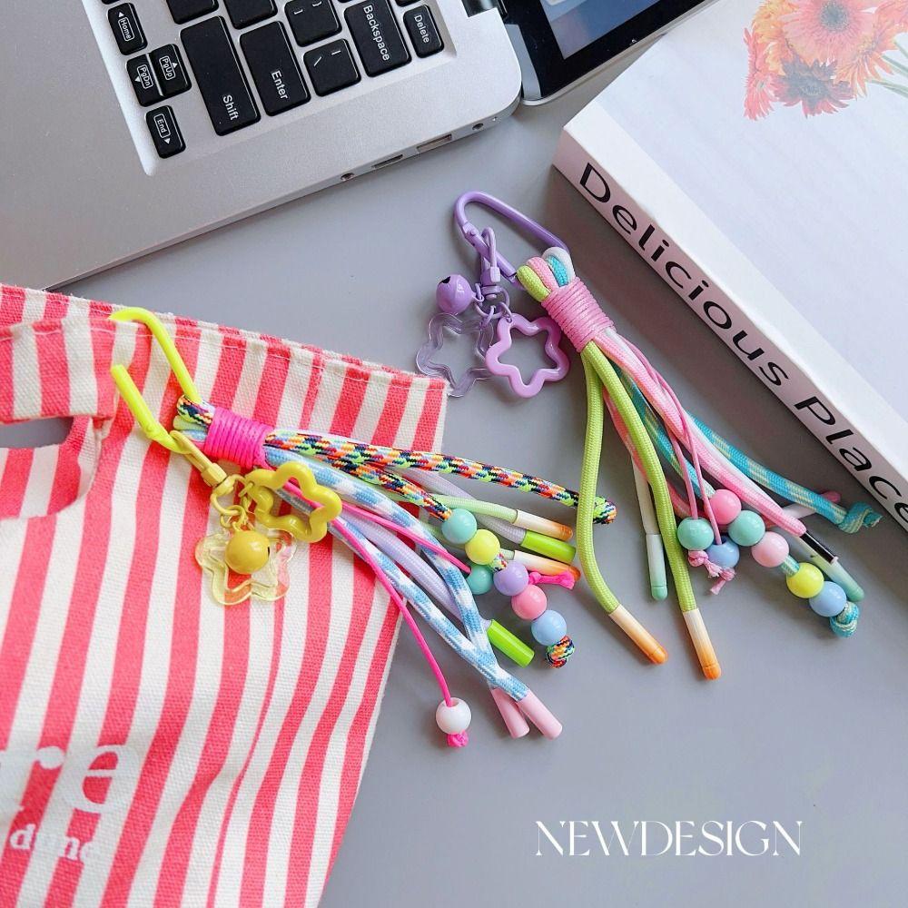 Dopamine Bohemian Tassel Pendant Colorful Ethnic Style Pendant Braid Rope Bag Charms  Bag Hanging