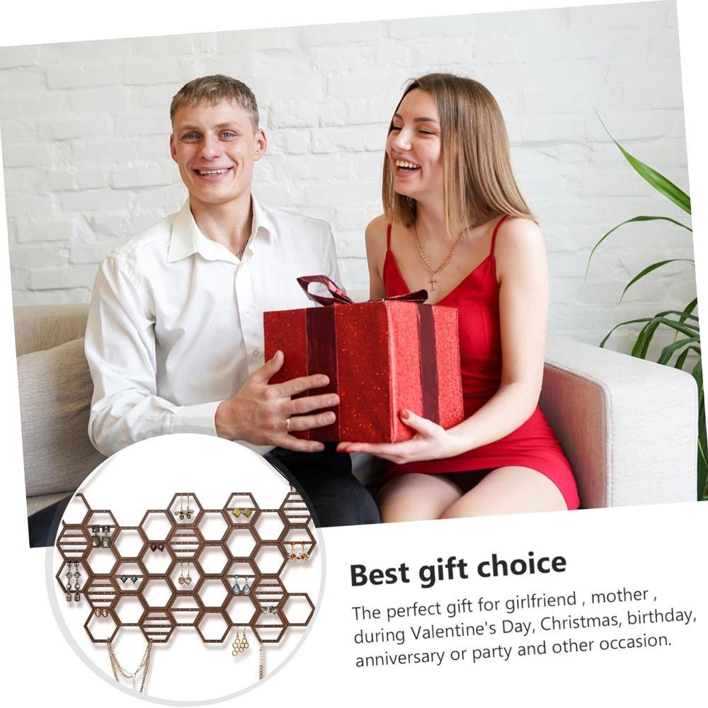 Storage Rack Earrings Display Stand Wooden Jewelry Organizer Hallway Bedroom