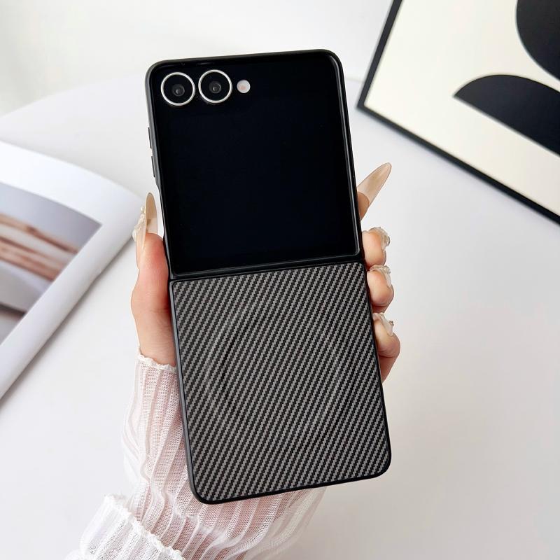 For Magsafe Magnetic Wireless Charging New Luxury Solid Color Carbon Fiber Bumper Phone Case For Samsung Galaxy Z Flip 7 6 5 4 3