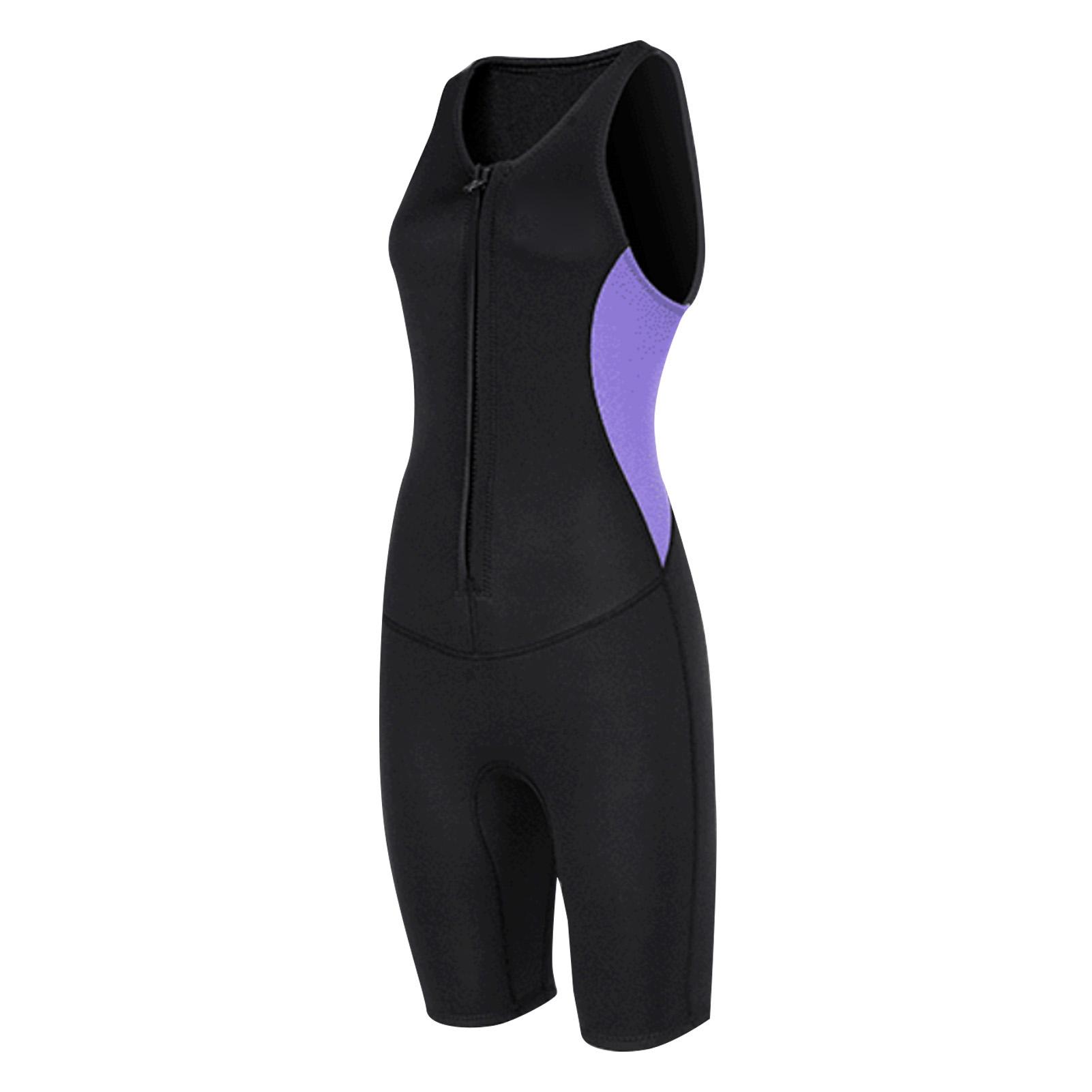 Tomtop Jms Women's Green Short Sleeveless Wetsuit 2Mm Neoprene Front Zip Swimsuit For Diving Snorkeling Surfing Swimming Water Sports