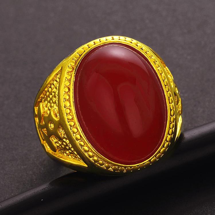 

Розкішна чоловіча каблучка з агатом, регульовані чоловічі розкішні каблучки червоний
