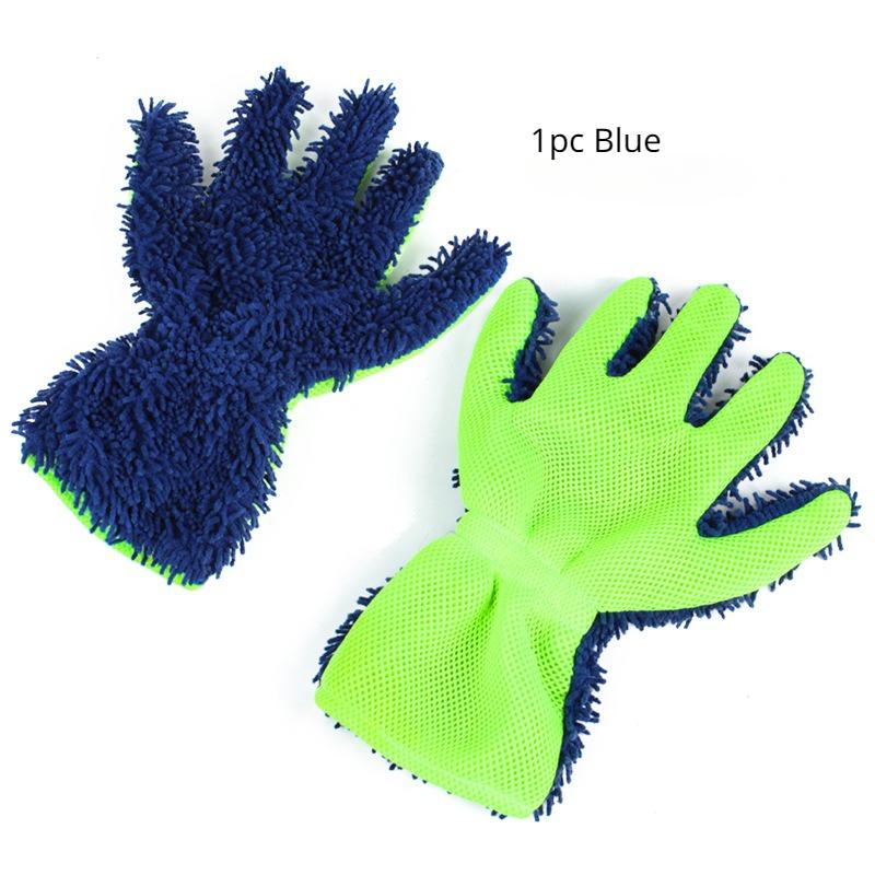 

Waterproof Car Wash Mitt Scratch Free 5-Finger Microfiber Interior Exterior Cleaning Gloves Car Chenille for Cleaning Wheel темно-синий