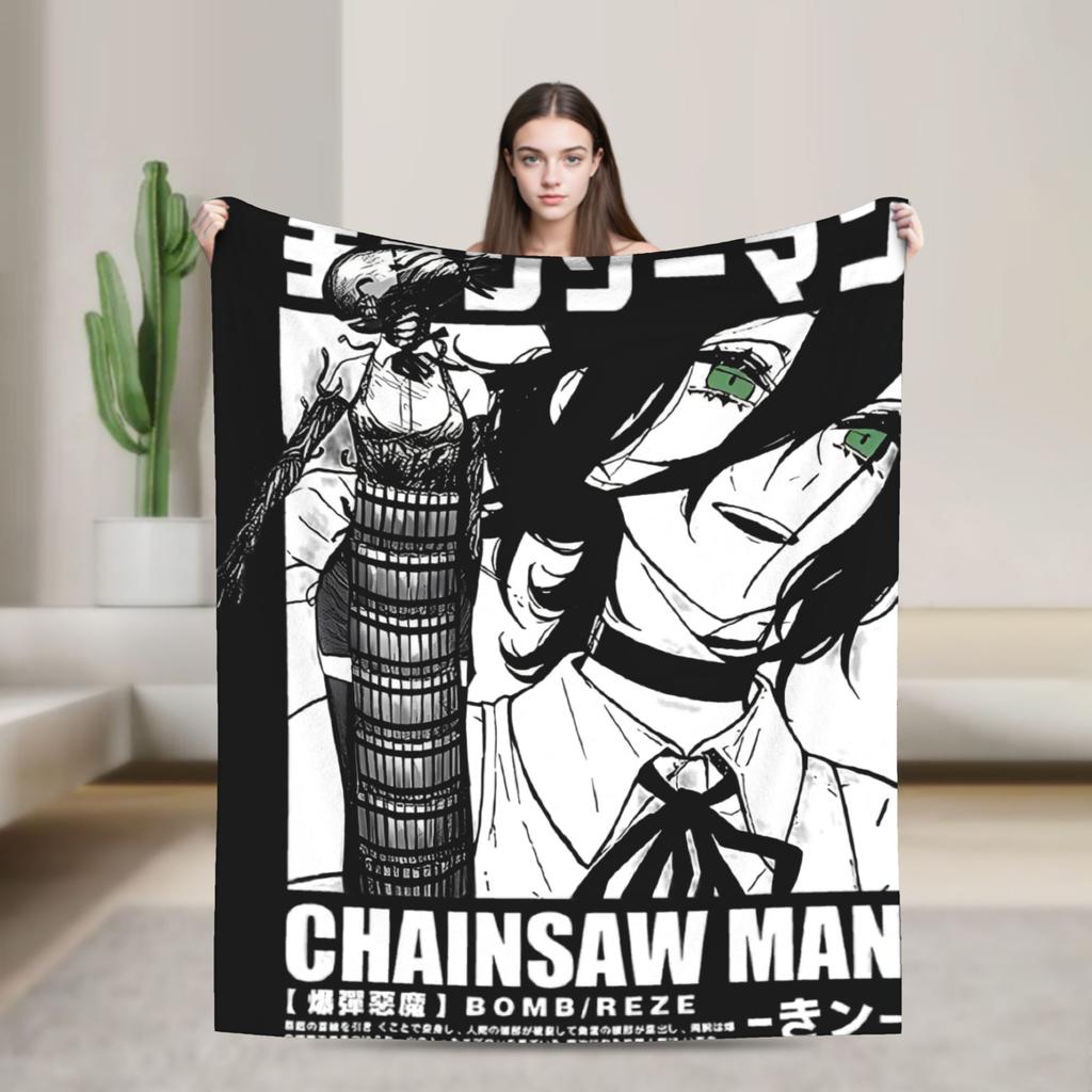 Chainsaw Man Reze Anime Blanket Quality Super Warm Throw Blanket Winter Travel Home Decor Fashion Bedspread