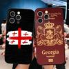 Georgia Passflagge Weiche Handyhülle für iPhone 16 16E 17 Air 15 Pro Max 14 Plus 13 Mini 11 12 7 Schwarze Hülle Rückschale