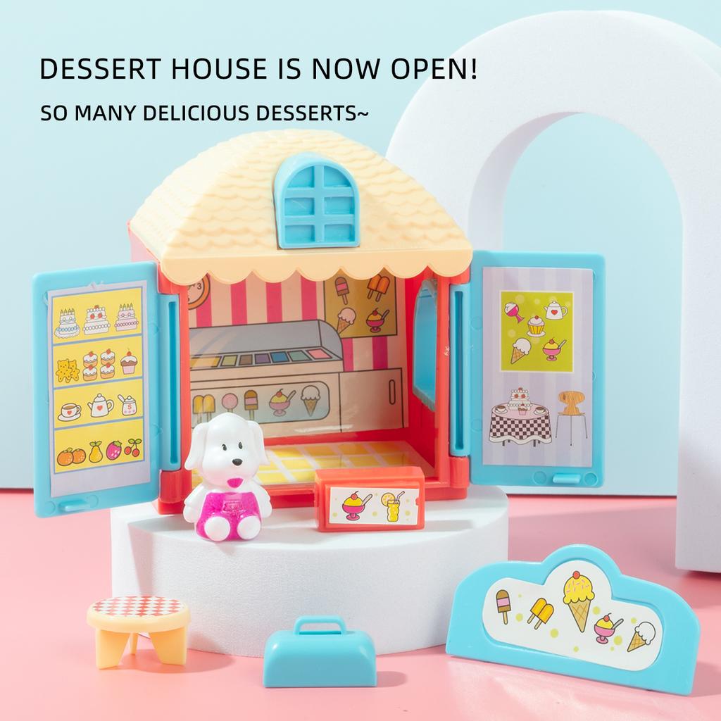 Pretend Play Toy Fashion Mini Pets Cat House Toys For Children Play House Interactive Cat Care Center Toy Accessories Kids New