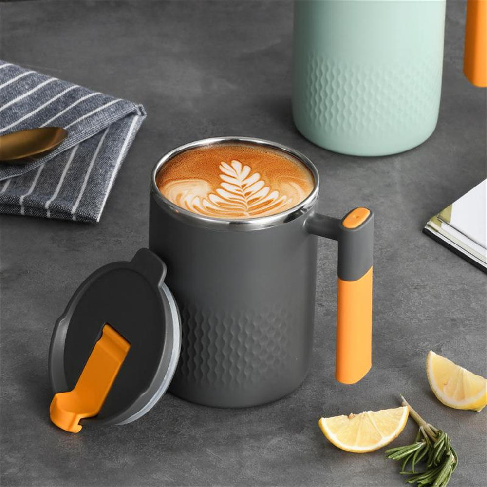 450ML Stainless Steel Coffee Cup Mug With Lid Coffee Mug Double Wall Coffee Tumbler With Handle Heat-resistant Drinkware