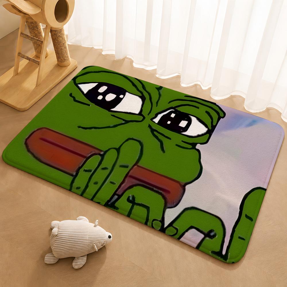 Sad Frog PEPE Floor Mat Floor Mat Soft Flannel Non-Slip Door  Rug for Living Room