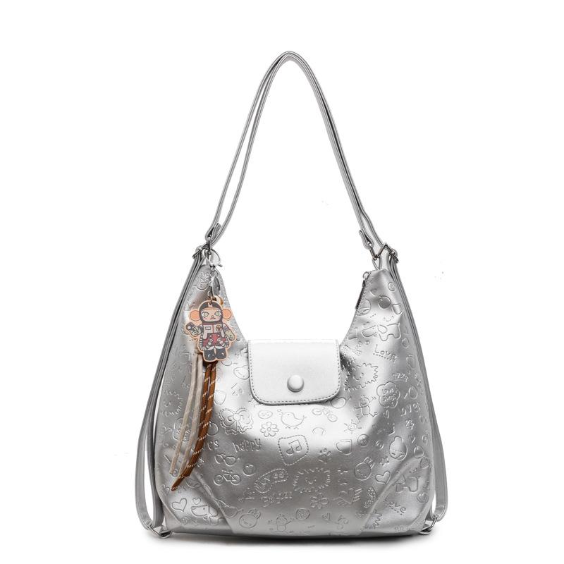 

Сумка большой вместимости Женская новая универсальная дорожная сумка с двойным плечевым ремнем Сумка-тоут на одно плечо no pendant серебряный