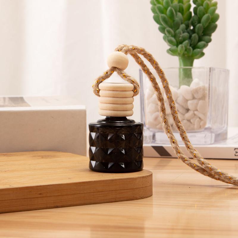 1Pcs Refillable Car Essential Oil Diffuser Bottle Empty Car Air Freshener Pendant Perfume Glass Bottle With Wooden Caps