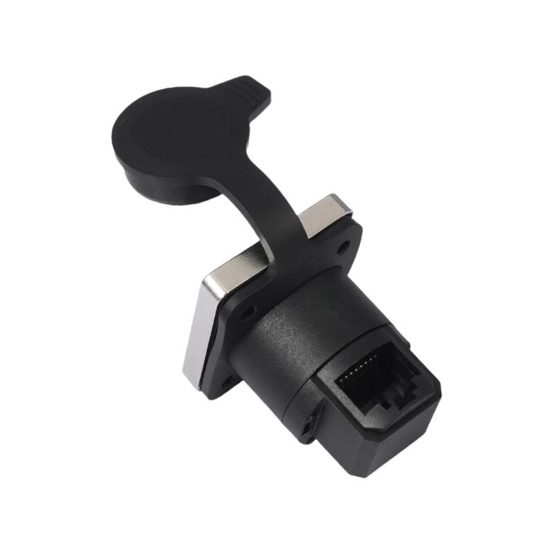 RJ45 Panel Mounted Coupler With Locking Interface 180/90 Degree Compatibles Cat5/Cat6 Cable ABS Metal