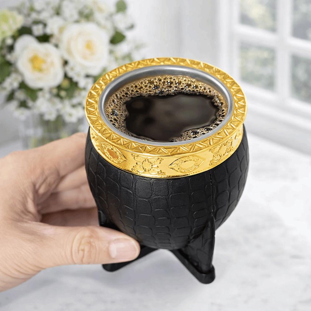 Durable 180 ML Stainless Steel Double Wall Cup Flat Bottomed Rust-proof Mate Cup Tortoiseshell Pattern Eggshell Cup Office