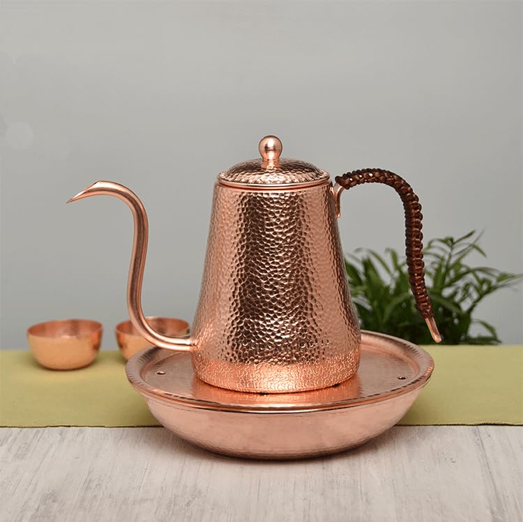 Handmade Pure Copper Drip Pot - Narrow-Mouth Pure Copper Coffee Pot for Drip Coffee (900ml500ml) (500ml)