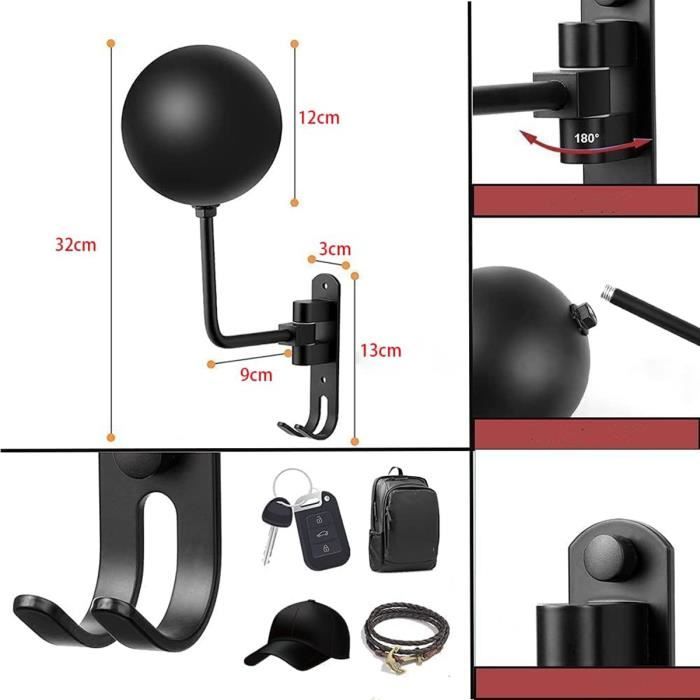 Wall-Mounted Motorcycle Helmet Holder 180-Degree Rotation Stand For Motorcycle Helmets And Hats