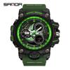SANDA Men's Multi-function Dual Display Waterproof Sports Alarm Watch
