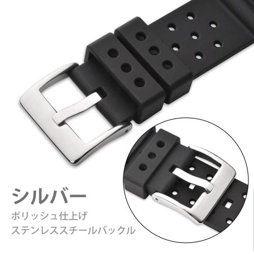 WOCCI 24mm Stainless Steel Polished Pin Buckle Watch Band Replacement Clasp, Silver