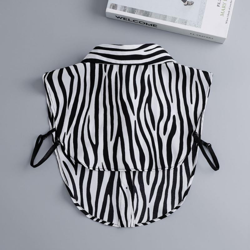 Perfect Match Women'S Autumn And Winter Pointed Fake Collar Zebra Pattern Shirt Detachable Collar Half-Shirt Spring False Collars Tie