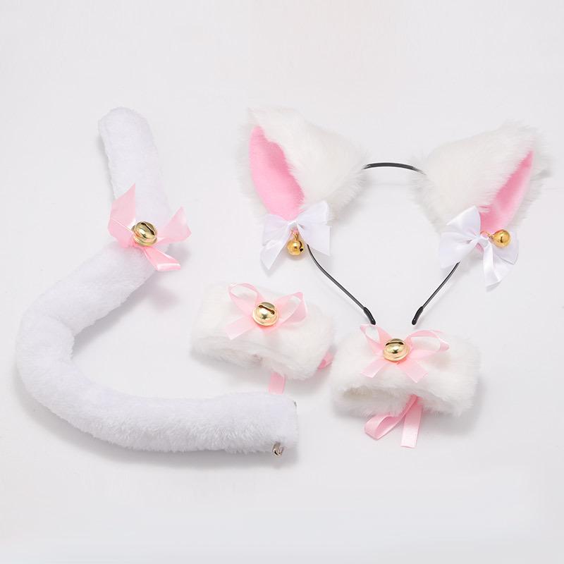 Cat Ear Bell Headband & Choker Set with Tail - Halloween Party Accessories