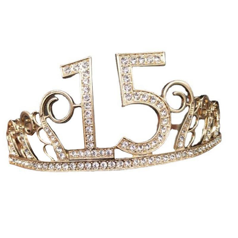 Birthday Crown Tiara 15 Years Old Number Anniversary Birthday Party Crown Princess Birthday Crown Hat Cake Crown